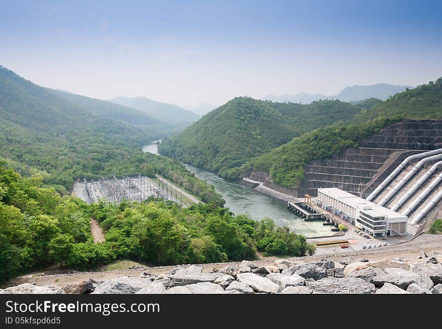 Power plants generate electricity by hydropower. Power plants generate electricity by hydropower