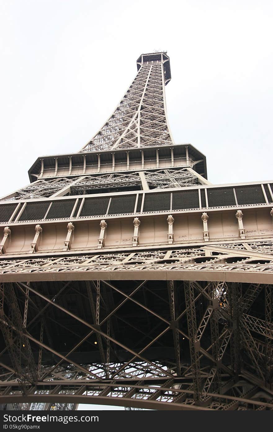 Looking up to the Eiffel tower