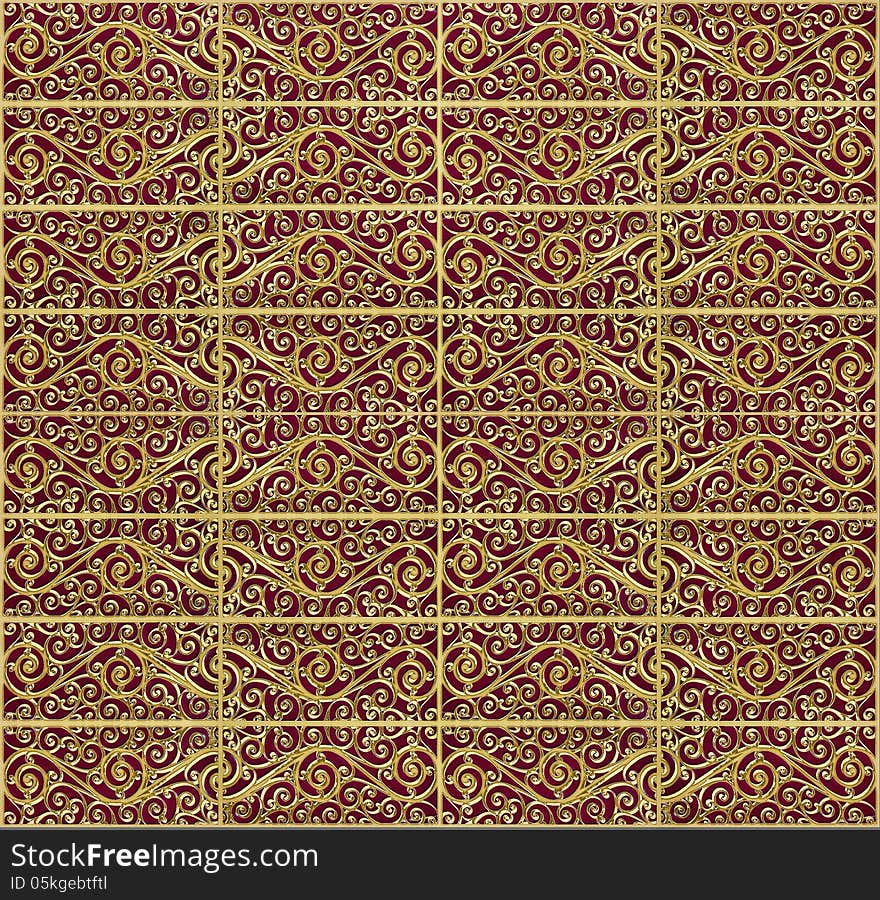 Decorative pattern in gold and red colors. Decorative pattern in gold and red colors.