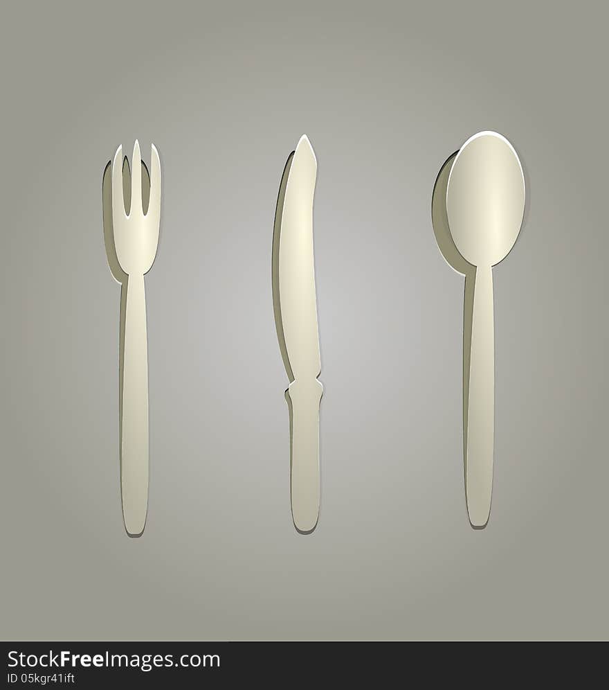 Illustration Of Silverware Cut From Paper