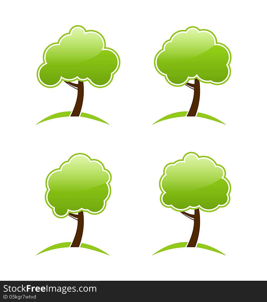 Abstract Green Various Icons Trees