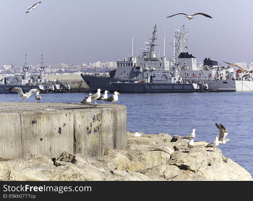 Ships in port in Agadir in Morocco