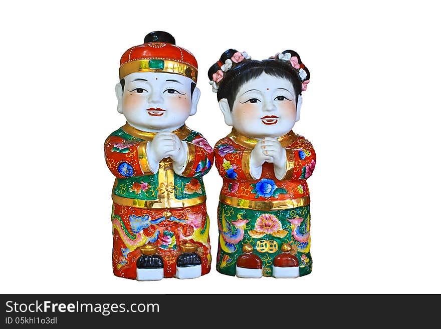 Chinese doll on White background