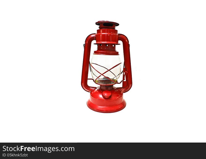 Bright red lantern isolated on white background