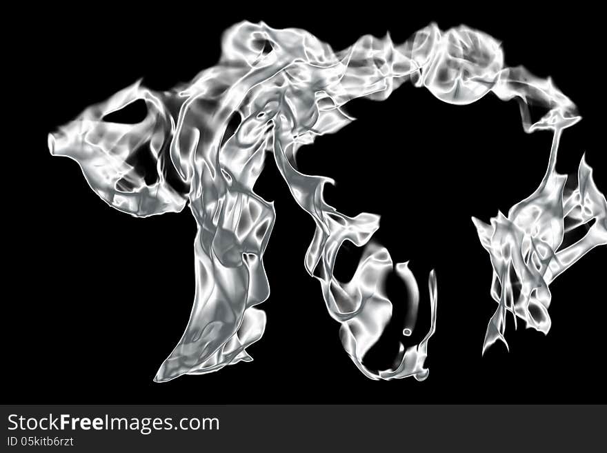 Imaginative form of flames in the style of liquid