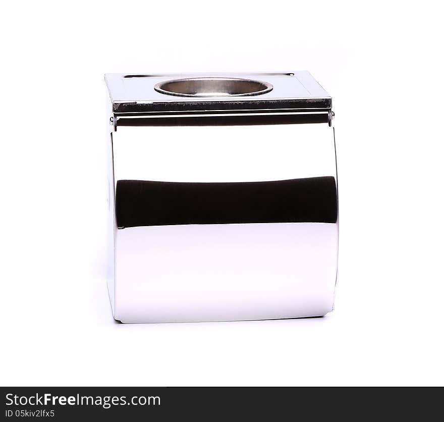 Metal box with toilet paper. Metal box with toilet paper