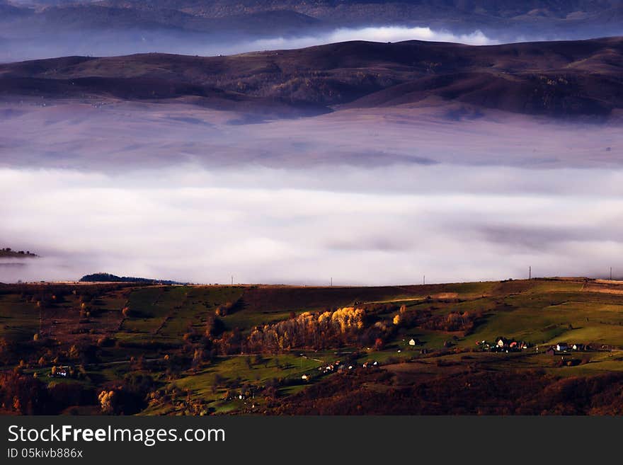 Scenery - morning mist on the mountain village