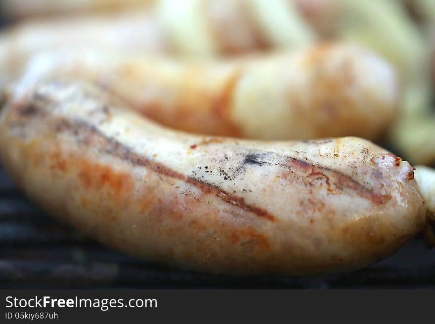 BBQ sausage close-up. Background.