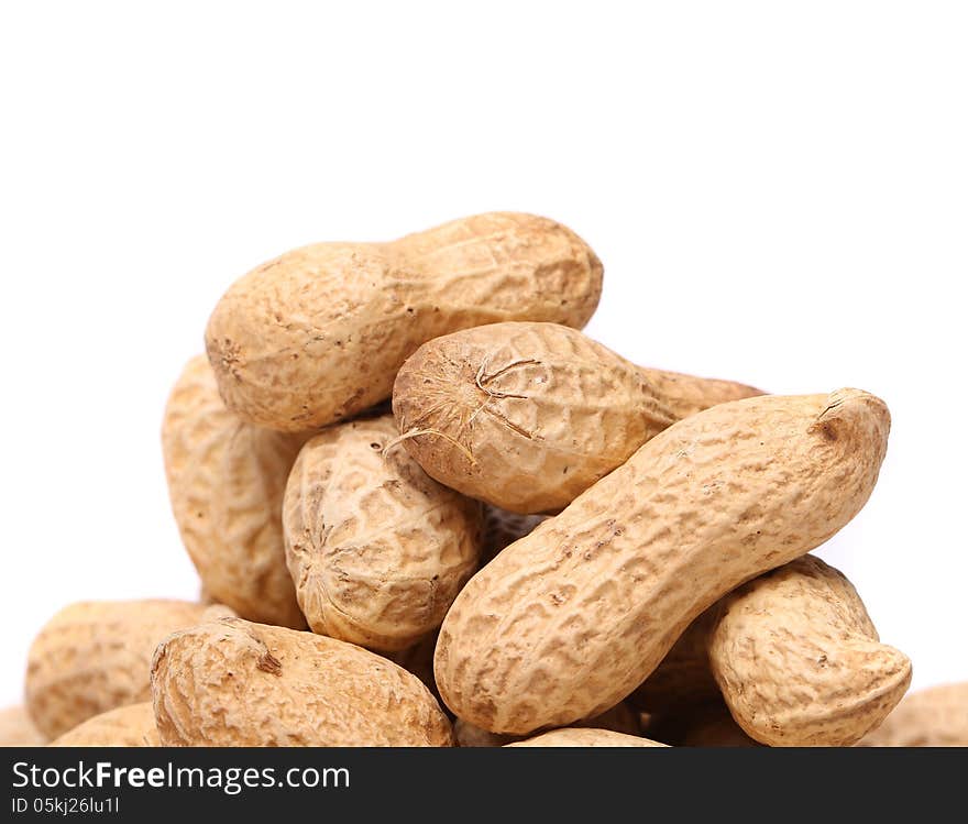 White background and peanuts