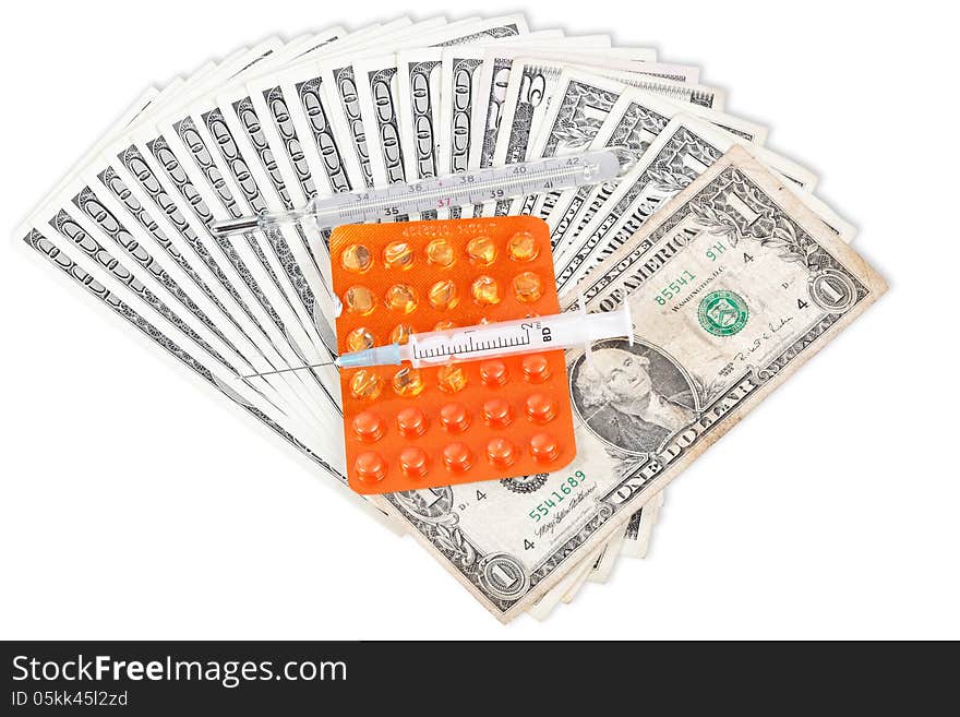 Private money for treatment, isolated background