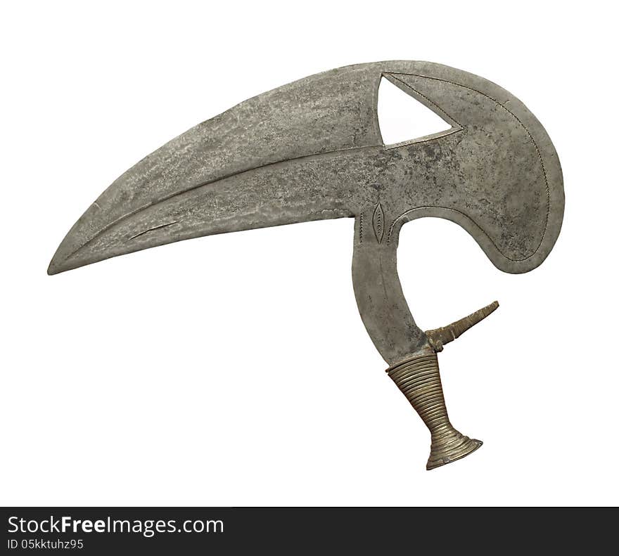 African ceremonial knife isolated.