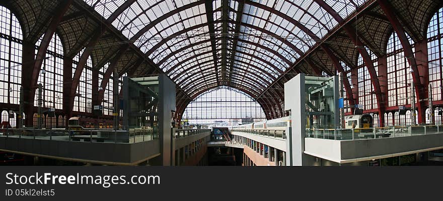 Panorama shot of the Antwerp railway station. Panorama shot of the Antwerp railway station