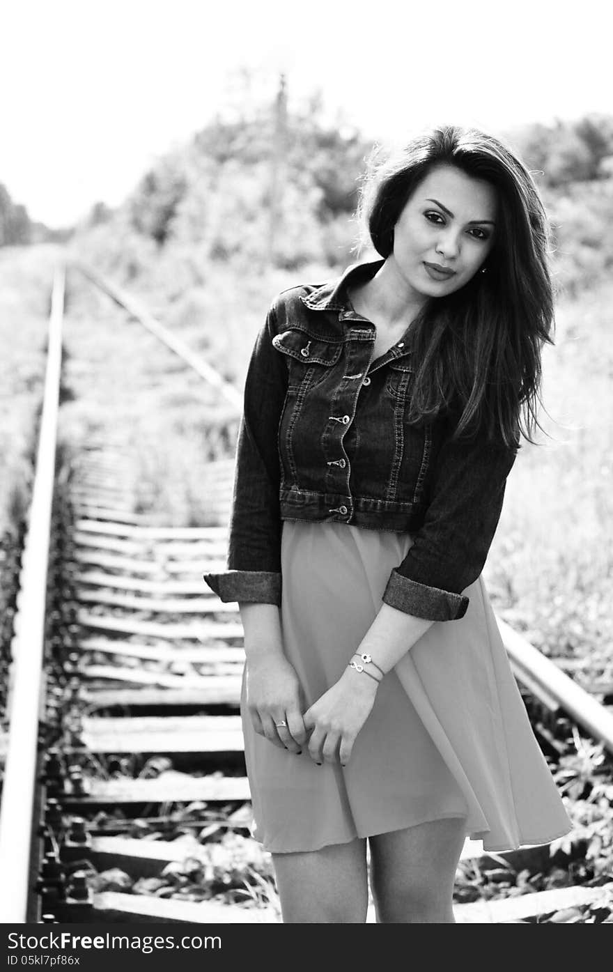 Portrait of an attractive young woman with long hair . Portrait of an attractive young woman with long hair .