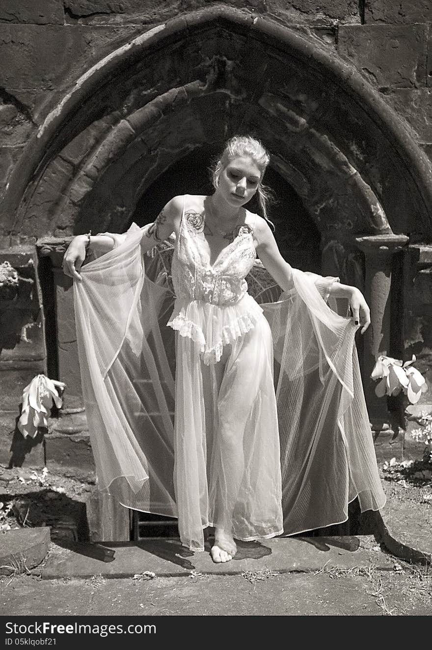 Infrared Photo of Young Woman  iin Her Lingerie