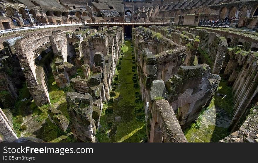 The ruins of Colosseum in the sunlight. The ruins of Colosseum in the sunlight