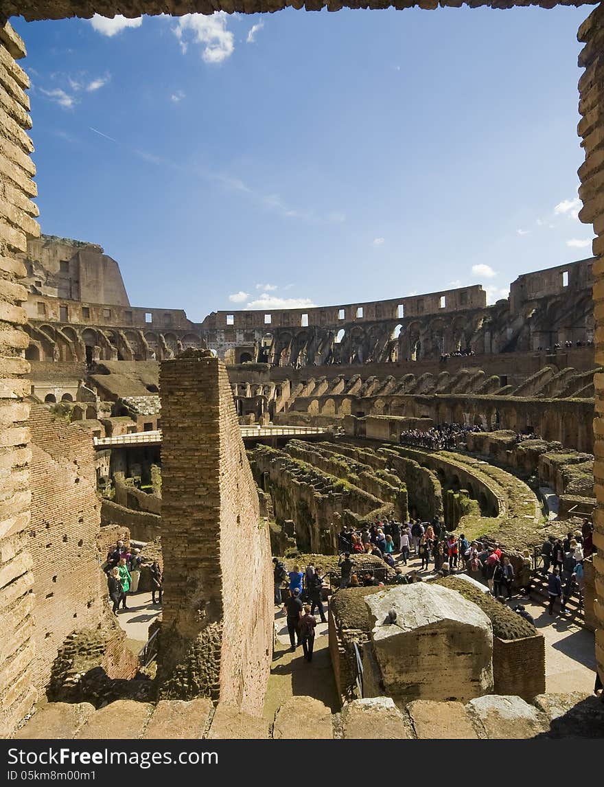 Panorama of Colosseum on a Spring Day