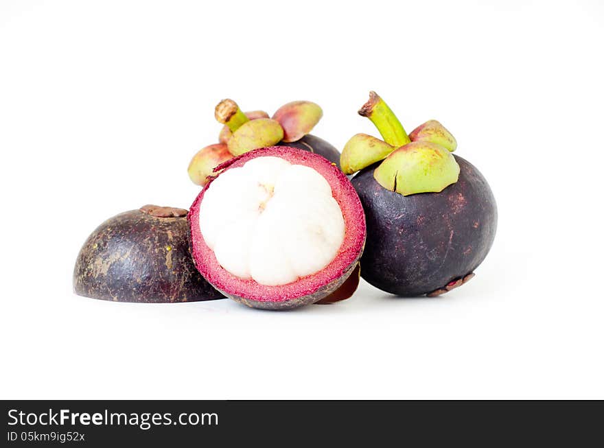 Isolate mangosteen on white background