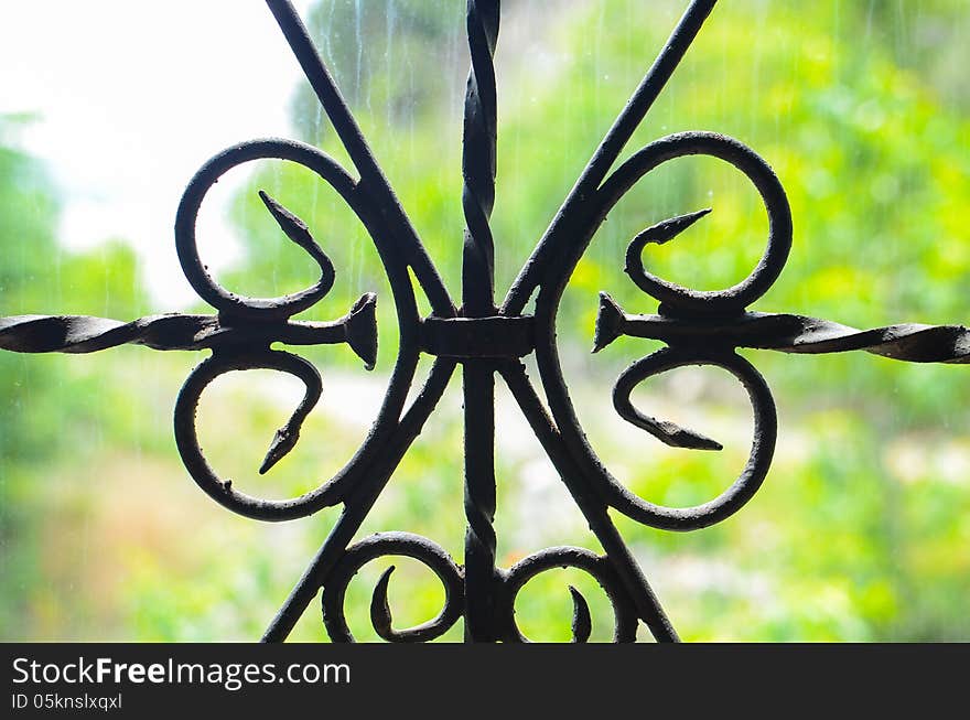 Window with decorative iron style