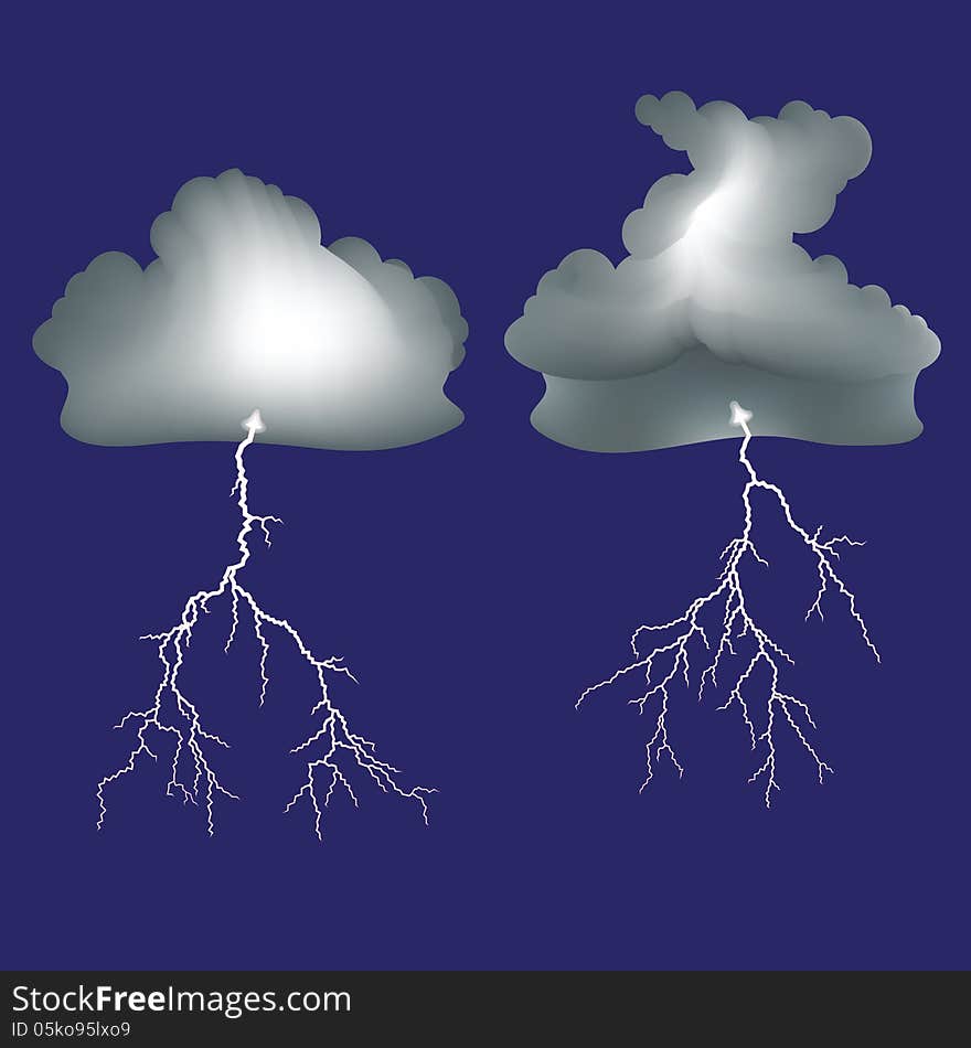 Vector lightning with clouds for background use. Vector lightning with clouds for background use.