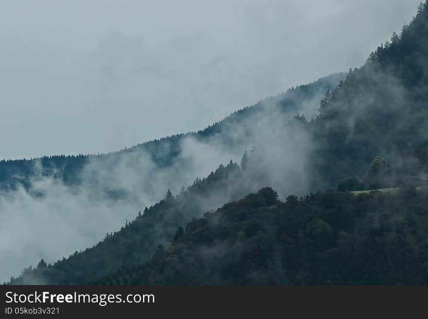 Mountains in clouds