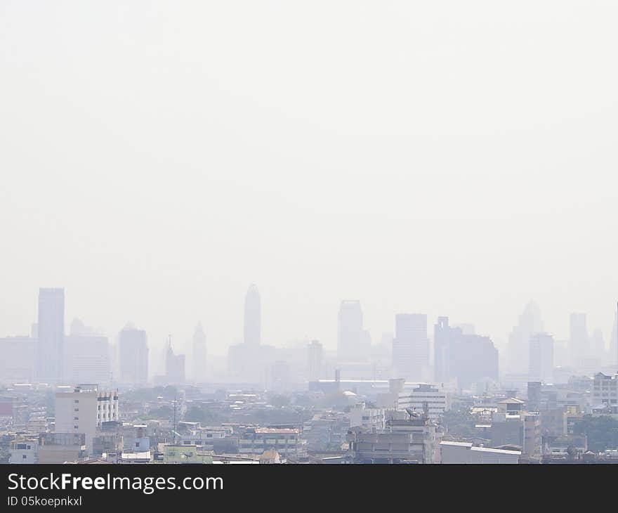 Fog of air pollution in bangkok city in daytime. Fog of air pollution in bangkok city in daytime