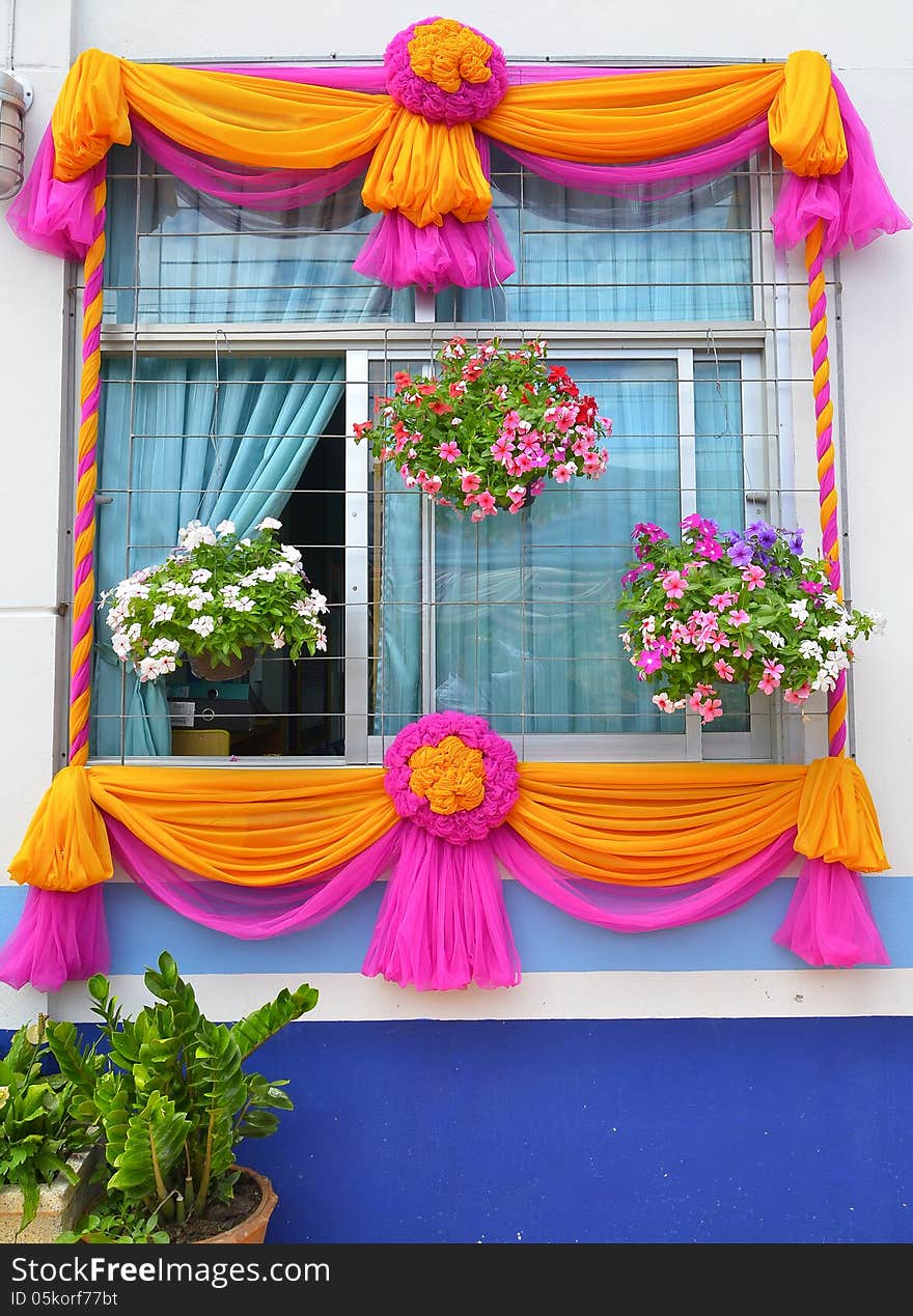 Window decoration beauty and flowerpot. Window decoration beauty and flowerpot.