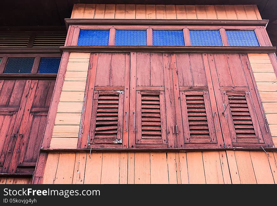 Wooden windows of old Thai house