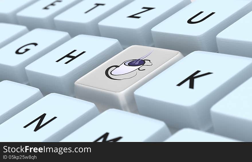 Blue keyboard with coffee break sign.