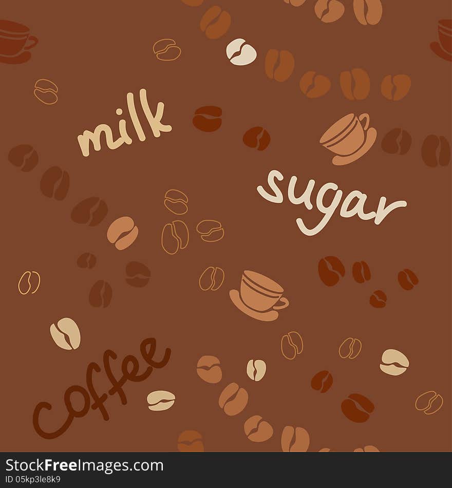 Background With Coffee Grains And The Words