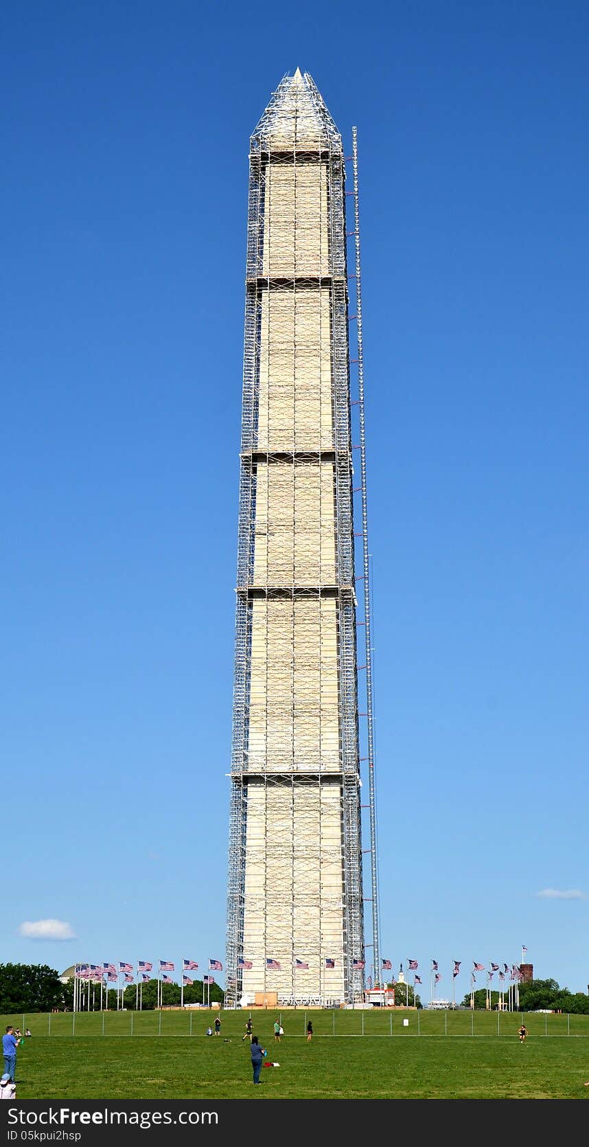 The Washington Monument Under Reconstruction.