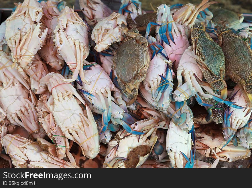 Stack of Fresh blue crab ( flower crab) in Thailand fresh market. Stack of Fresh blue crab ( flower crab) in Thailand fresh market