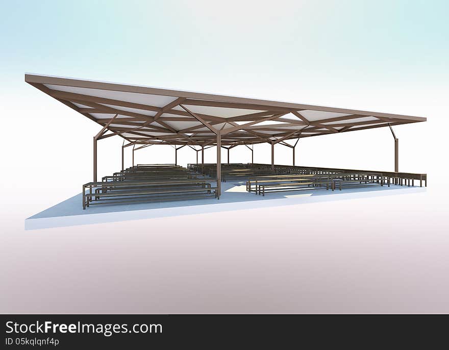 3D Rendered of Canteen,Organic Architecture. 3D Rendered of Canteen,Organic Architecture