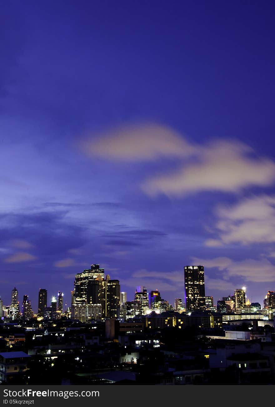 Bangkok at twilight, bangkok city, Thailand