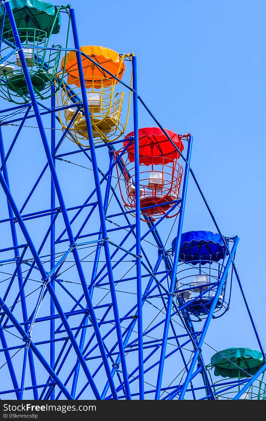 Lonely Colorful Ferris Wheel on Weekend
