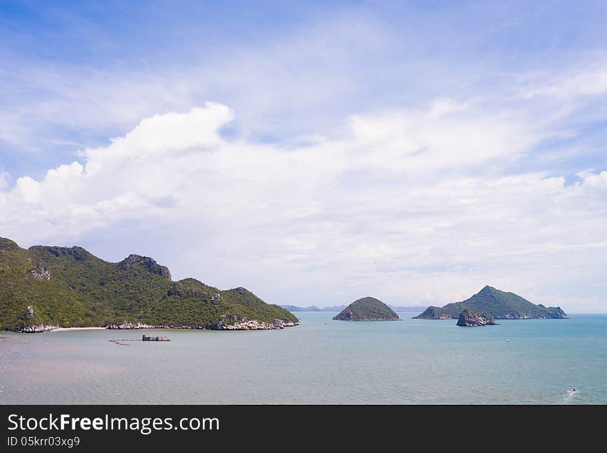 Sea coast with small islands,Thailand