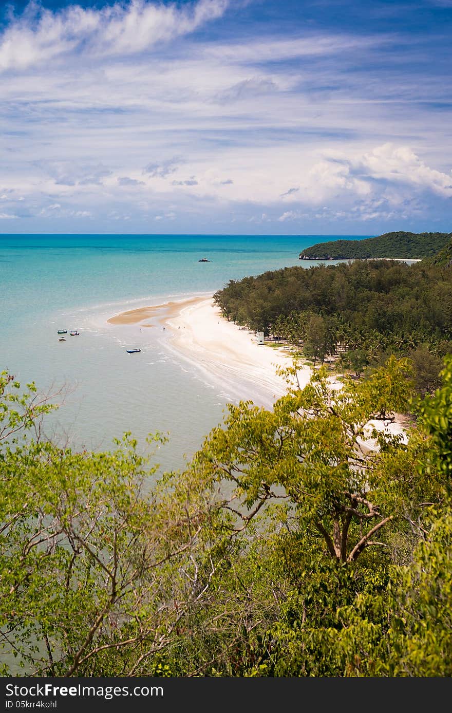 High angle view of coast line and sea shore ,Thailand