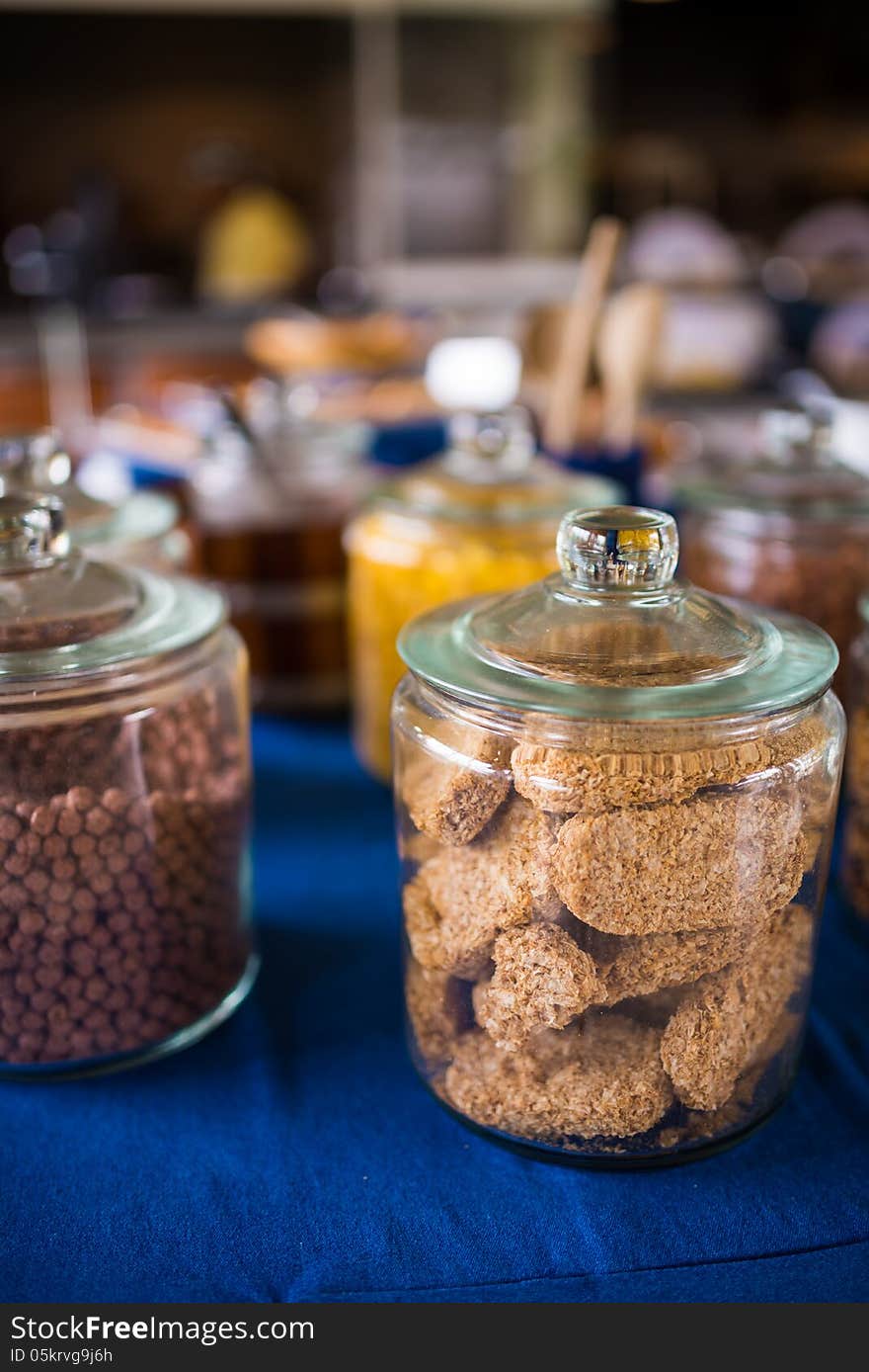 Snack bottle set on the table decoration