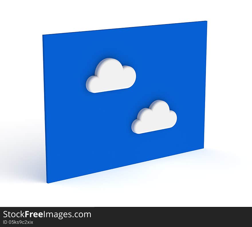 3D Illustration of White Clouds on the Blue Sky Board