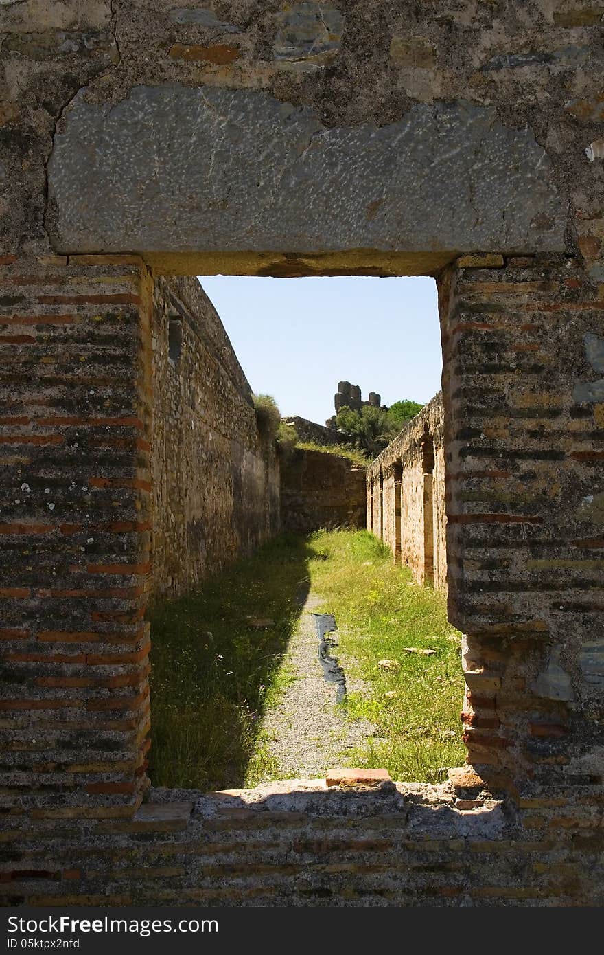 Window and old facilities Sagunto Castle, Spain