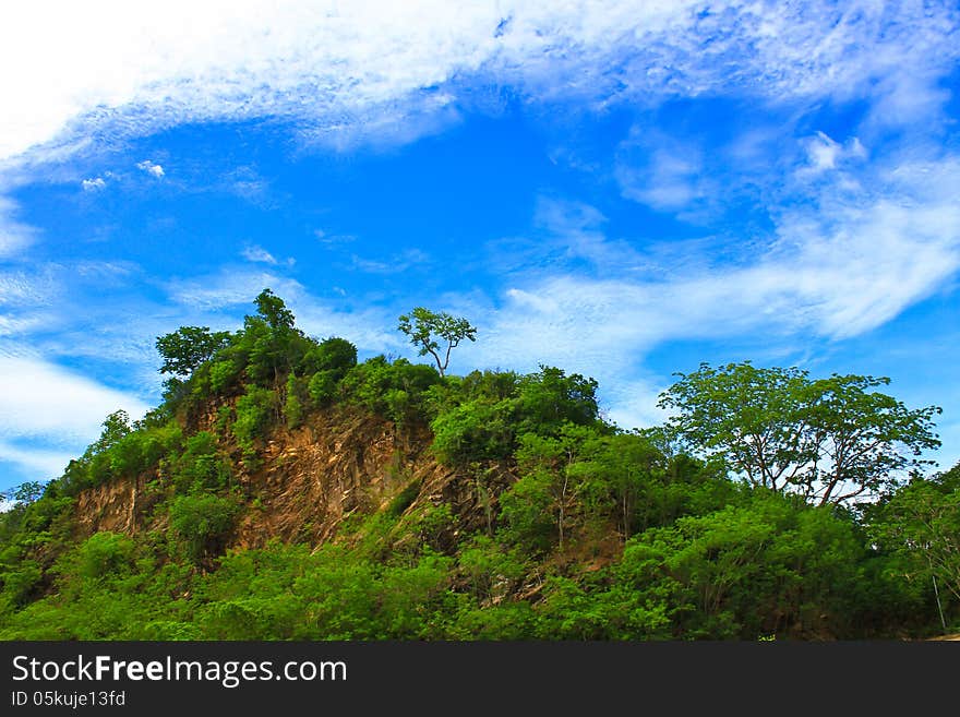 Rocks and trees of the Kaengkrachan National Park ,Mountains in Thailand