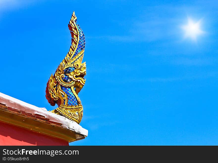 Thai dragon or king of Naga statue in temple