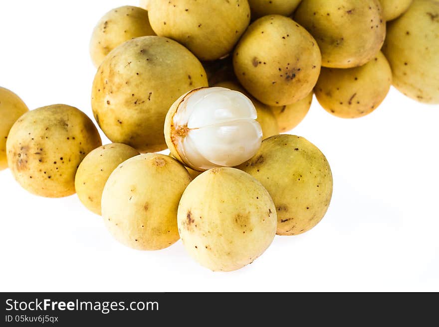 Close up of Lansium domesticum fruit on white background. Close up of Lansium domesticum fruit on white background