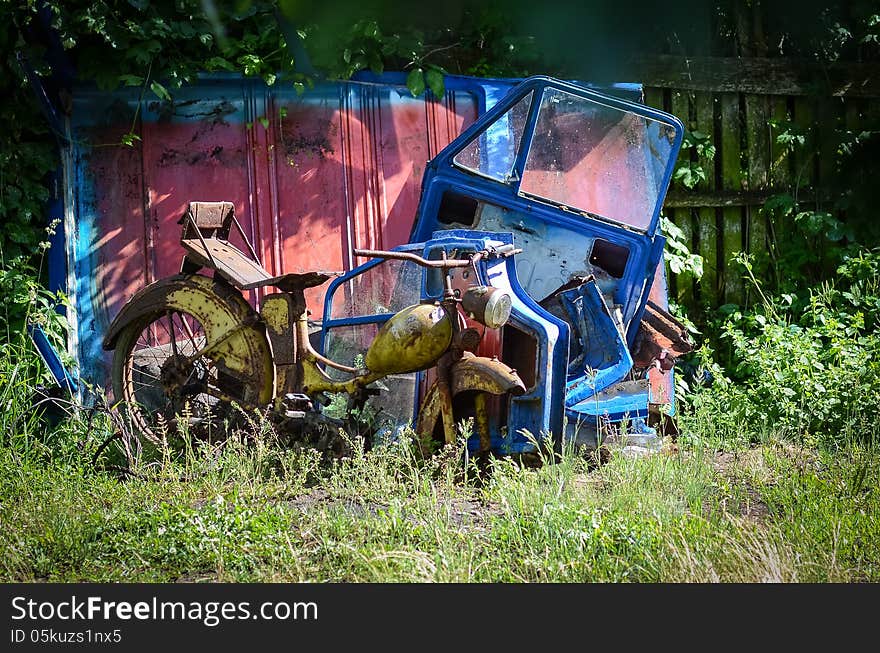 Abandoned old motorcycle