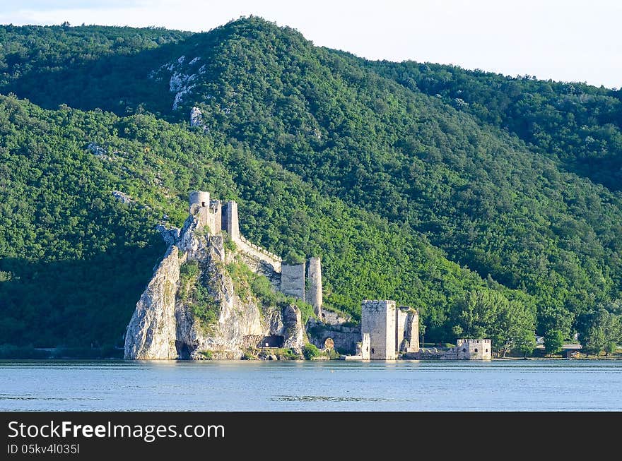 Golubac Fortress on the Danube shore in Serbia, Europe