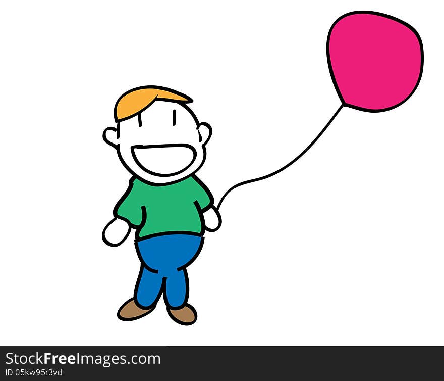 The kid with pink balloon. EPS is available.