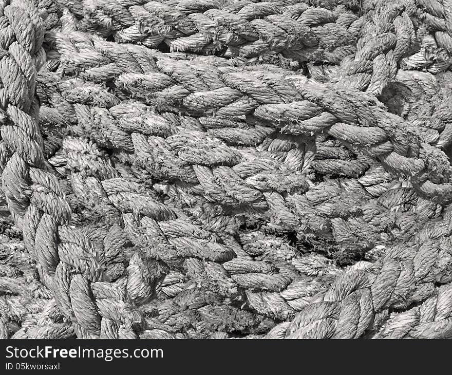 Closeup of a cotton fiber vintage drifted rope