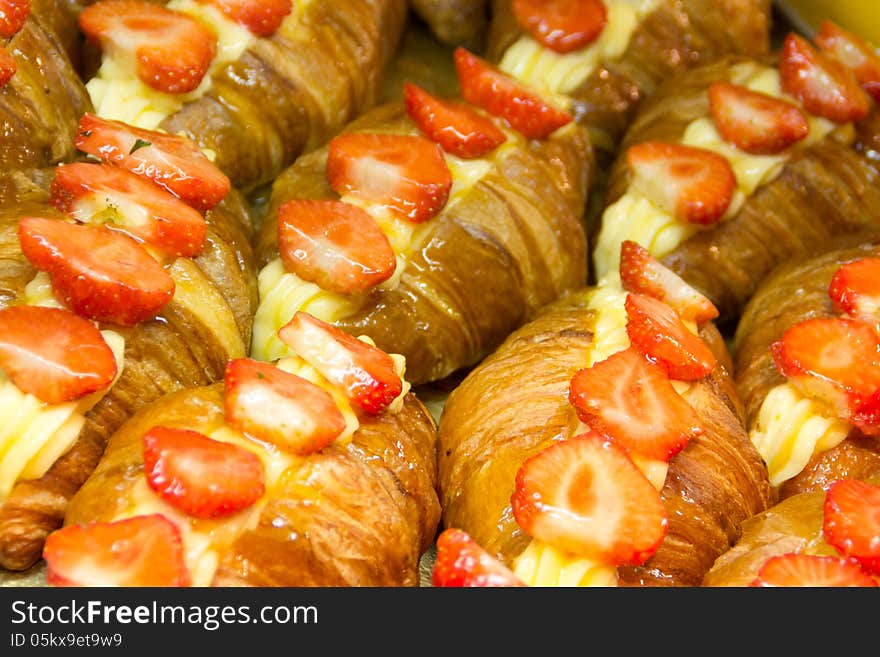 Croissants with strawberries