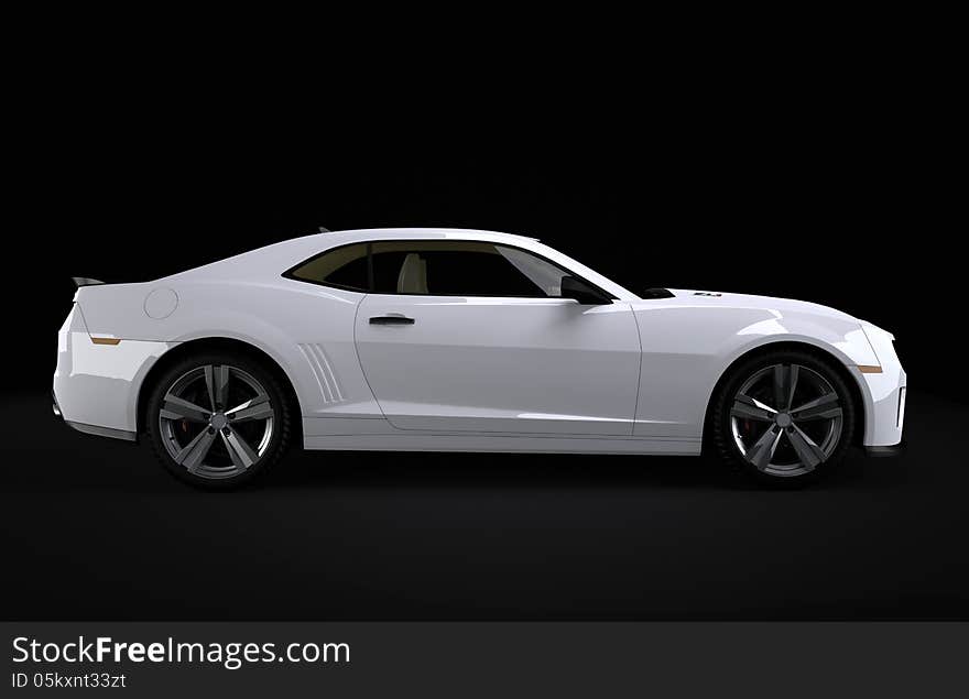 White sport limousines of black background