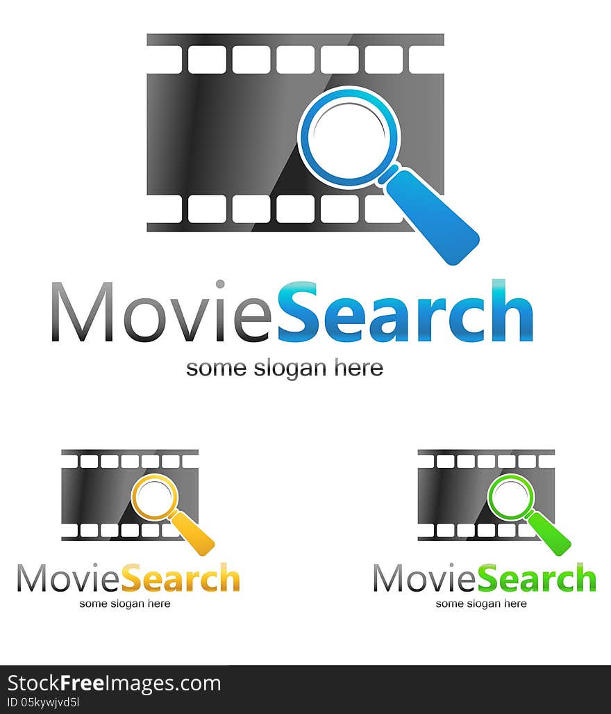 Movie search site logo concept,symbol illustration icon. Movie search site logo concept,symbol illustration icon.