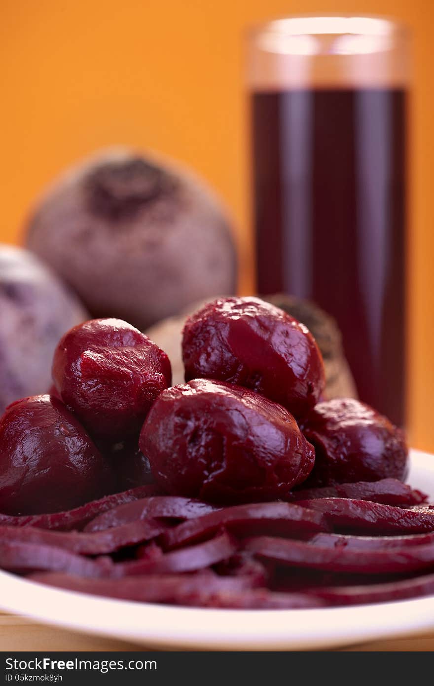 Organic beetroot salad and beetroot juice